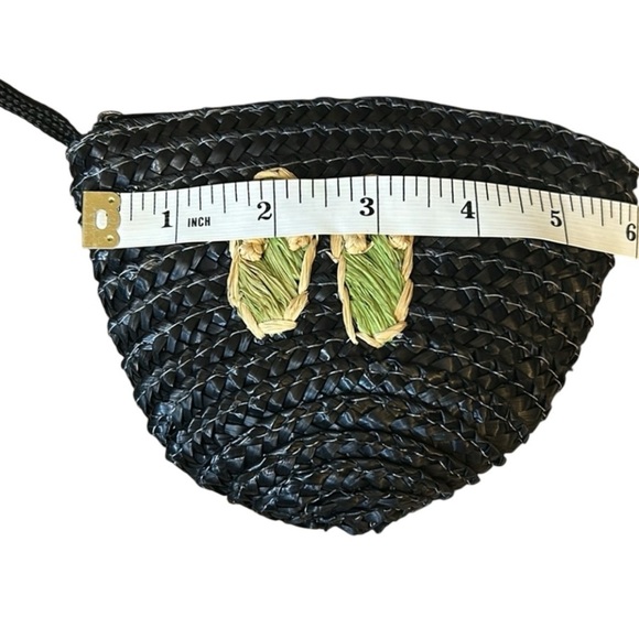 Straw Woven Black Beach Summer Large Tote with Flip Flops design + small bag - Picture 11 of 15